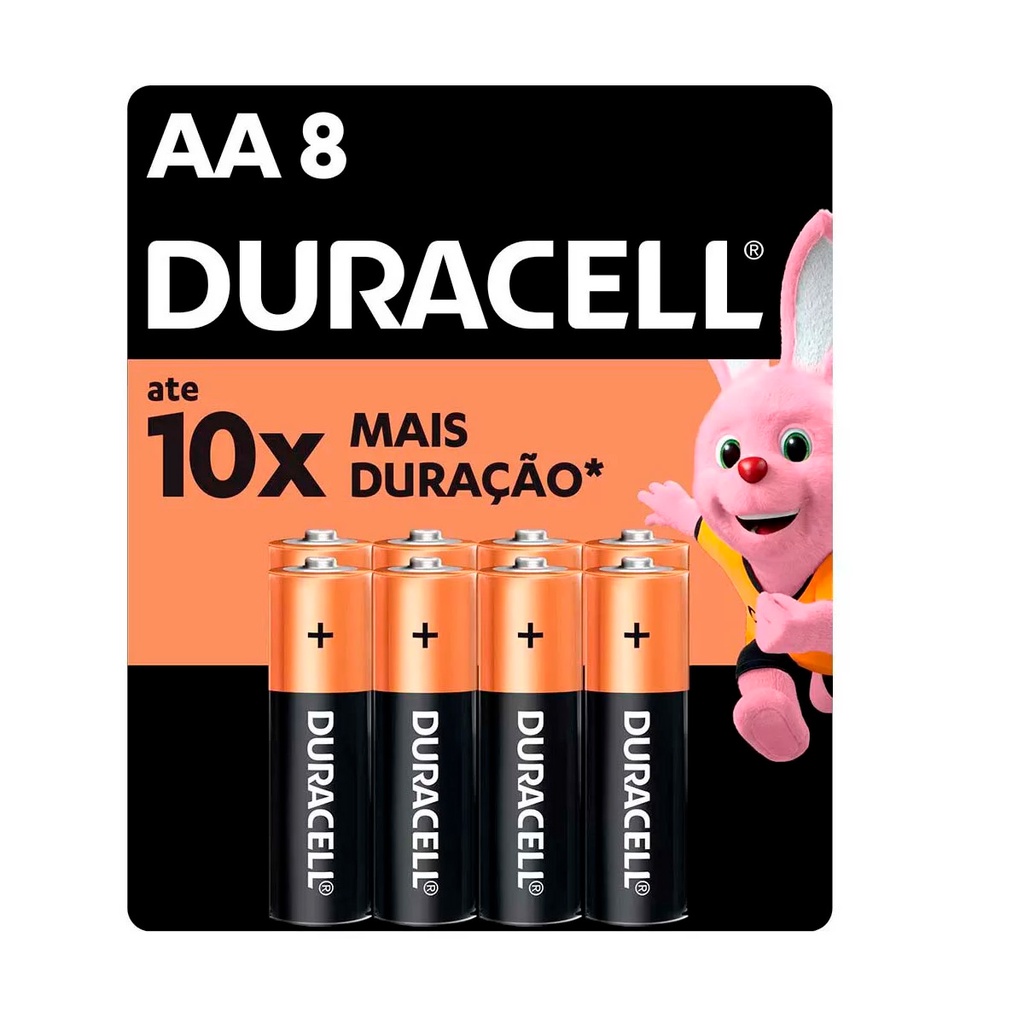 Pilha Alcalina Pequena Aa Duracell 8 Unidades