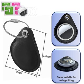 Capa de couro para Airtags como acessórios com chaveiro para conectar o Apple Tracker/localizador, manga de suporte Airtag completa para proteger e cobrir a etiqueta do Finder (Cor: Preto) (pacote 2)