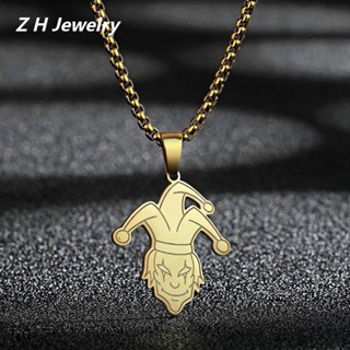 ZH Jewelry Gothic Pingente Palhaço De Aço Inoxidável Colar De Moda Masculina Hip Hop Acessórios Para Festa De Halloween