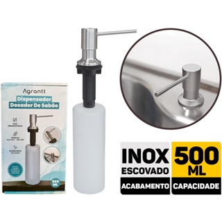 Dispenser Dosador De Sabão 500ml Inox 304 Escovado Agrantt em Oferta na Shopee