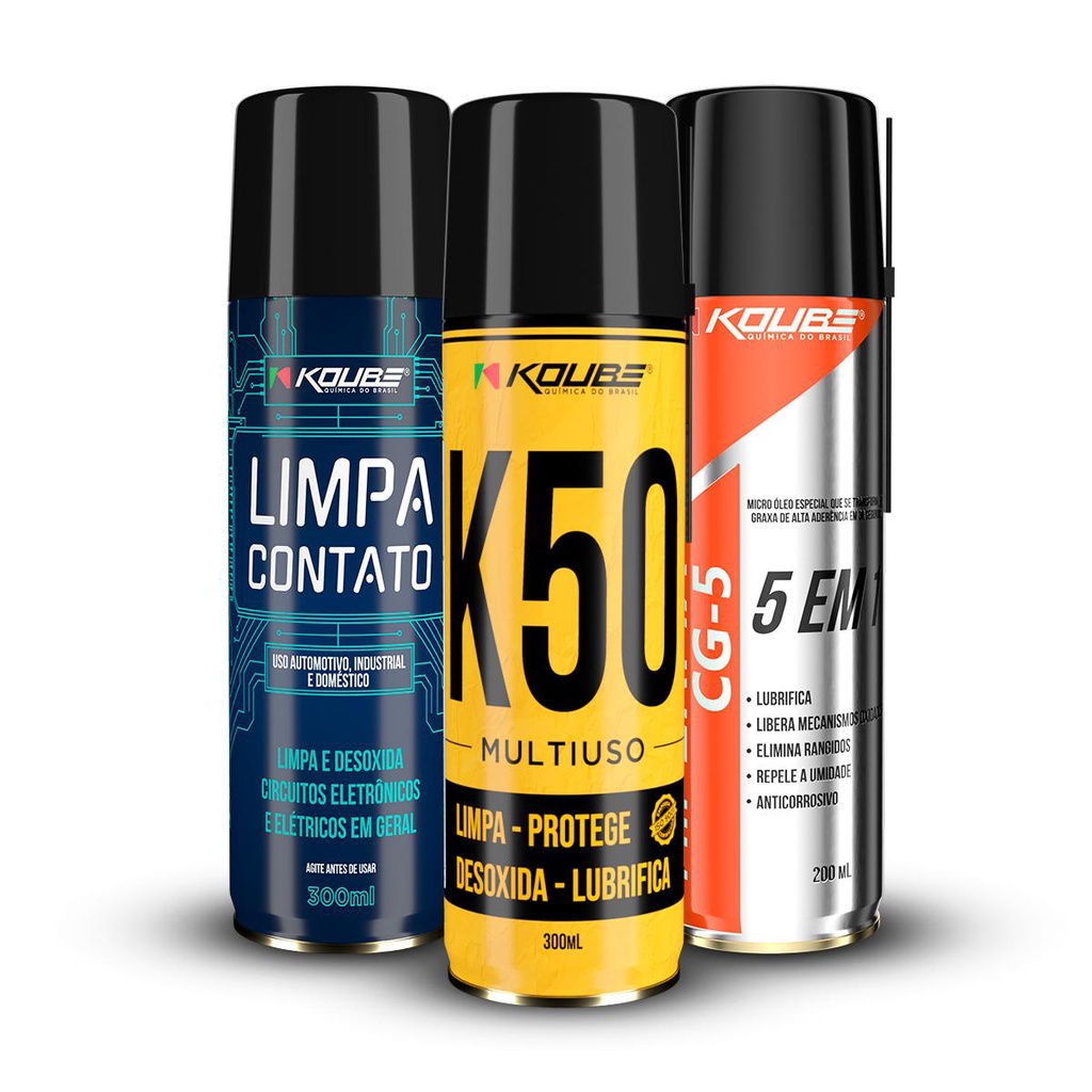 K50 Desengripante + Hiper fix Lubrificante + Limpa Contato