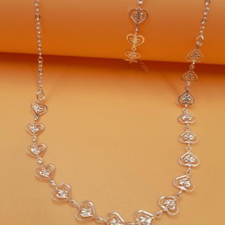 kit colar+pulseira coração folheado a prata