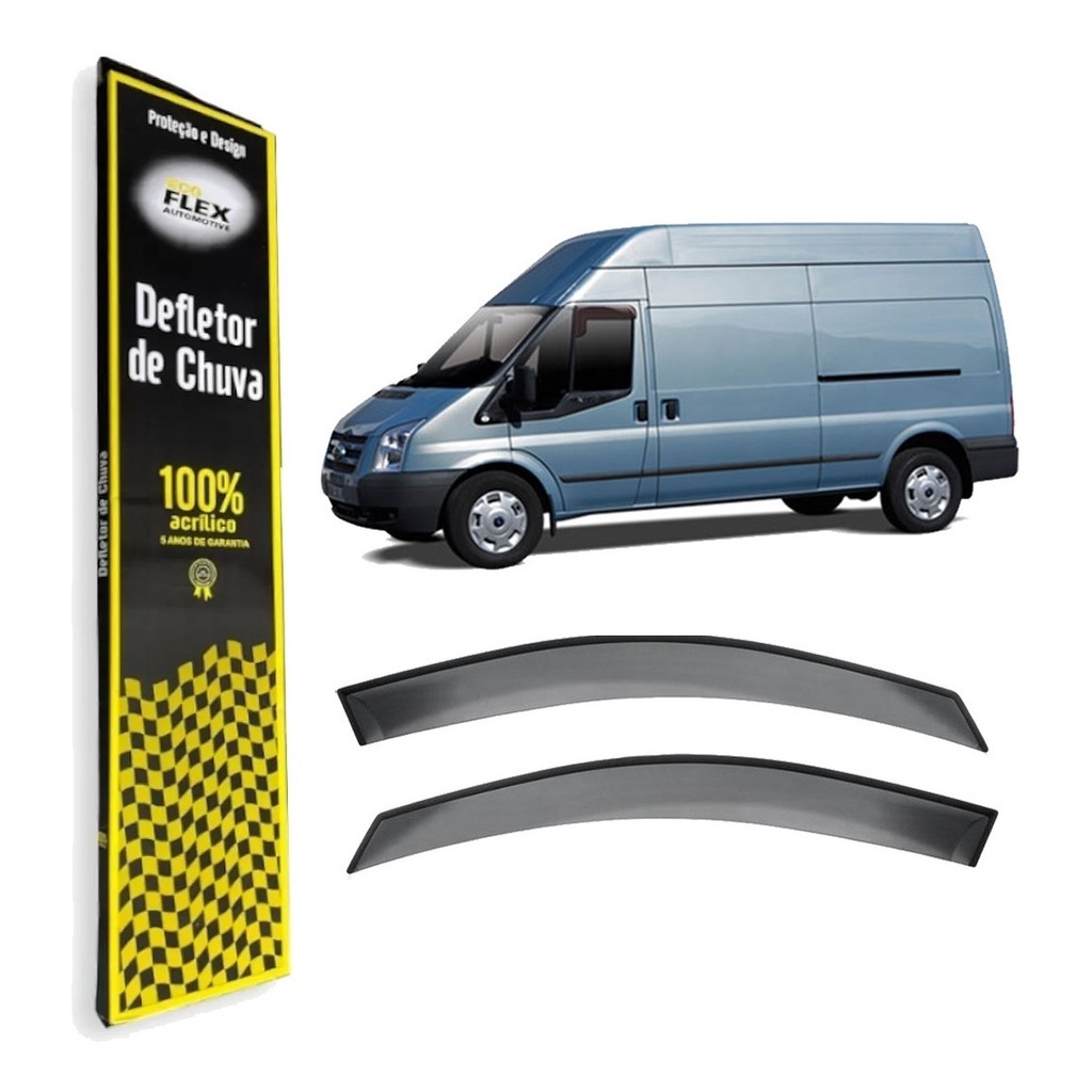 Calha De Chuva Defletor Ford Transit Todos 2 Portas Acrilico Fume Ecoflex 90.015A