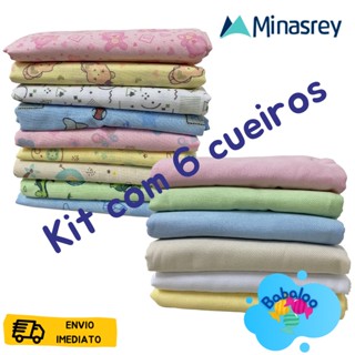 kit com 6 cueiros flanelados liso/estampado menino e menina bebe enxoval