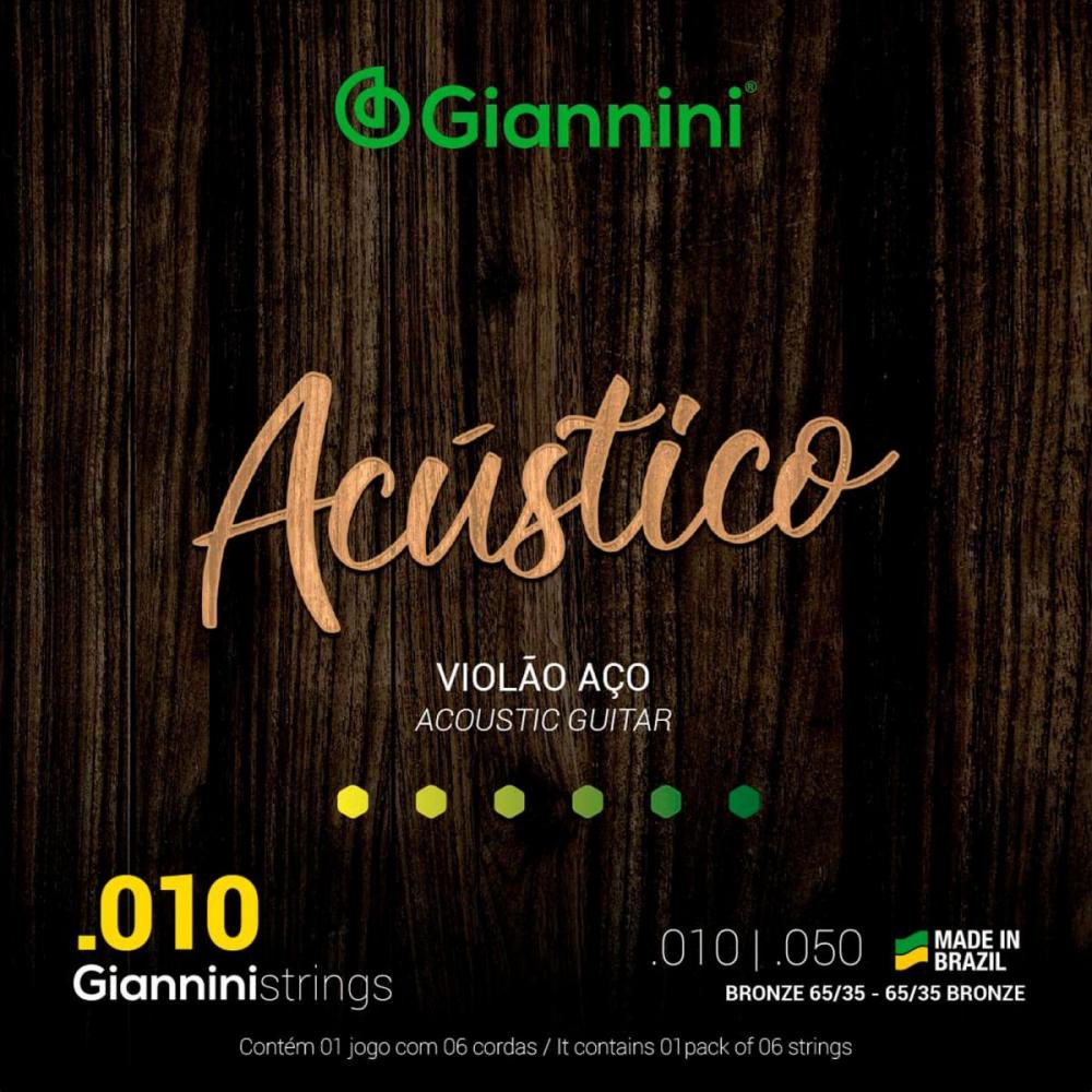 ENCORDOAMENTO VIOLÃO AÇO GIANNINI GESWAM ACÚSTICO 010