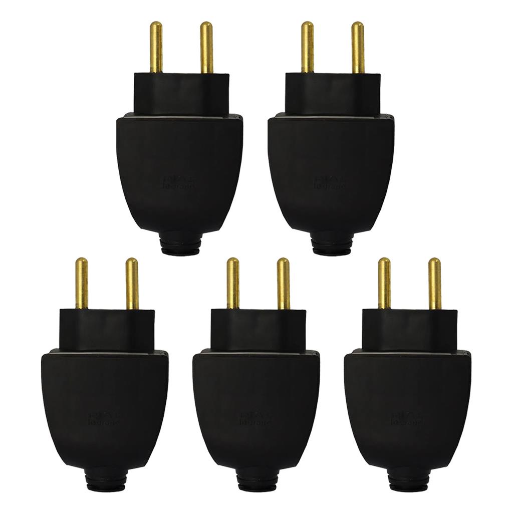 Kit 5 Plugues Macho Preto 2P 10A 250V Axial Building em Oferta na Shopee