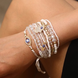 1 Conjunto Fashion Crystal Beads Devil Eyes Pulseiras Para Mulheres De Corrente De Rhinestone Vintage De Jóias Presentes