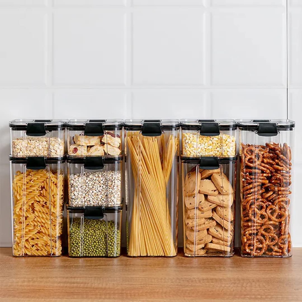 Kit 3 Potes Acrílico Herméticos C Tampa 710 ML 950ml 2,150ML Cozinha Organização Condimentos