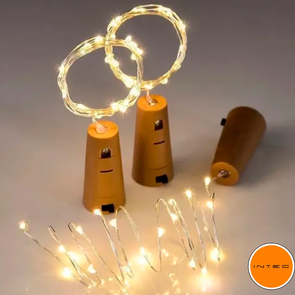 Cordão Cobre Fixo 20 Led Rolha Decoração de Garrafas Interna Fio Metalizado A PROVA DAGUA