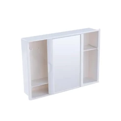 Armário Plástico Versátil Para Banheiro 28,6x41x9,6cm Com Espelho Prático Porta Sabonete Shampoo