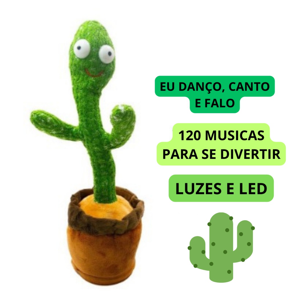 Brinquedo Cacto Dançante Falante Imita c/ Musicas Repete Falas