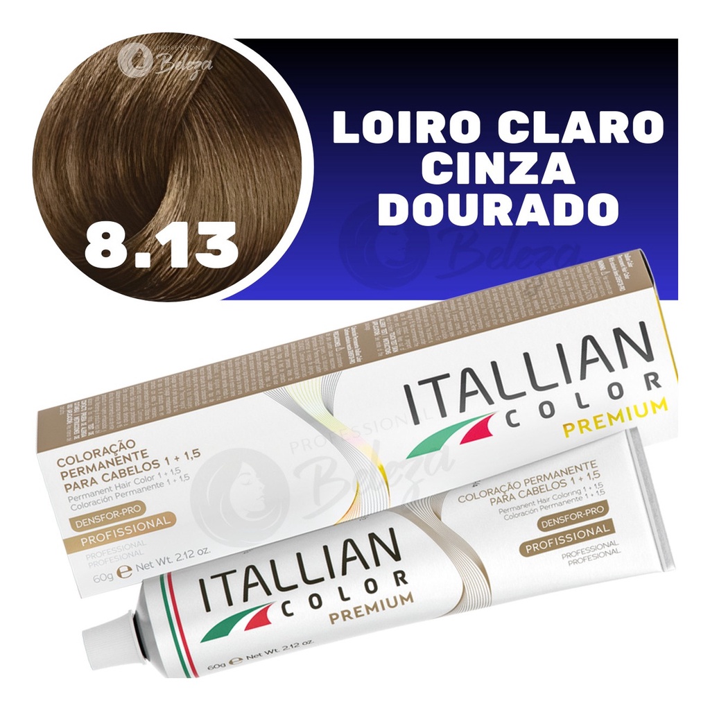 Coloração Itallian Color Louro Claro Cinza Dourado 8.13 60g em Oferta na Shopee