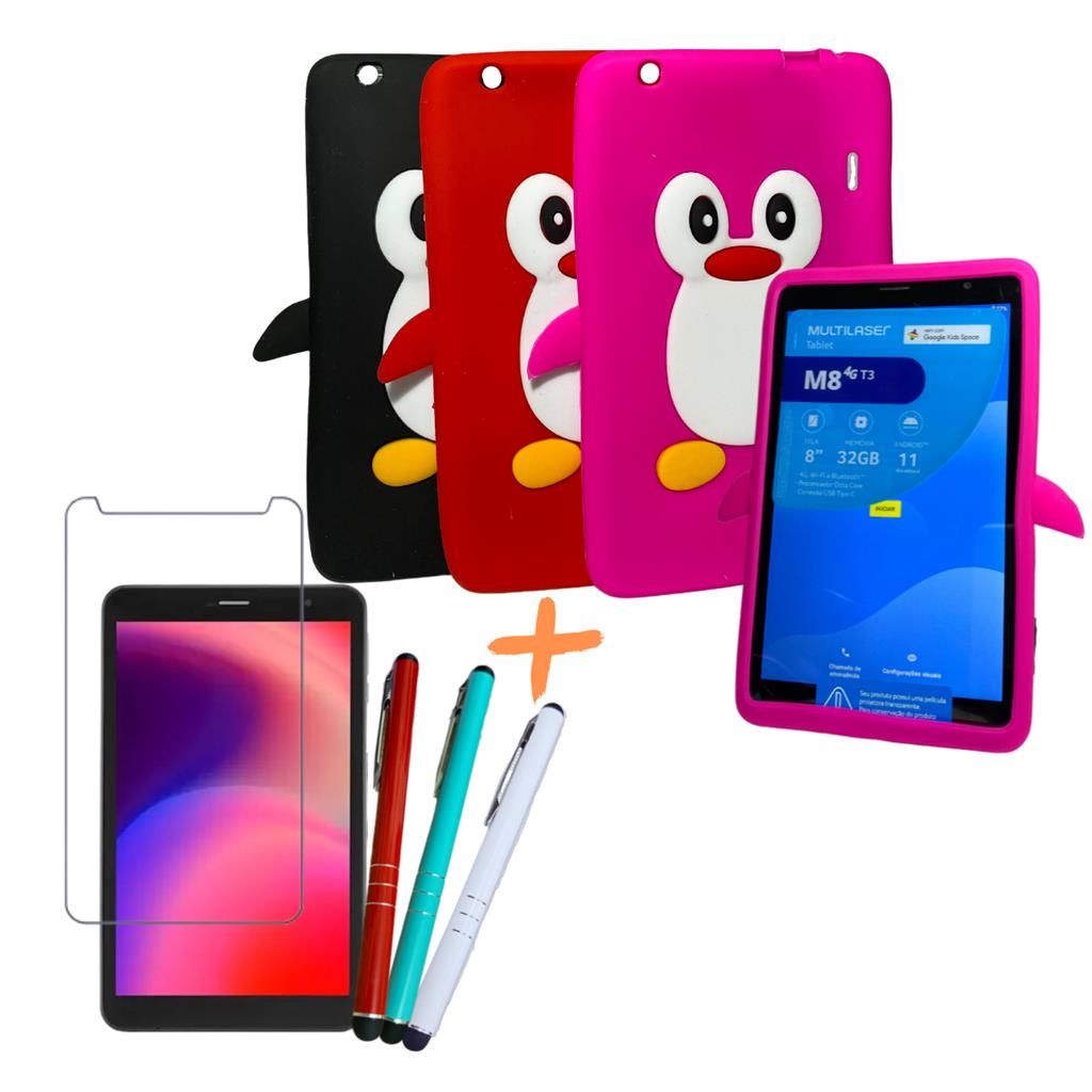 Capa infantil p/ tablet LG8.3 V500 8 polegadas + Pelicula + Caneta Touch