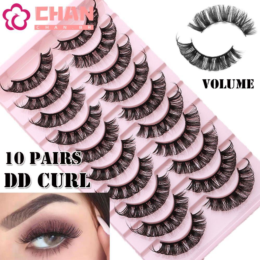 10 Pairs Reusable False Eyelashes 10-23mm 3D Mink Russian Curl Lashes Set