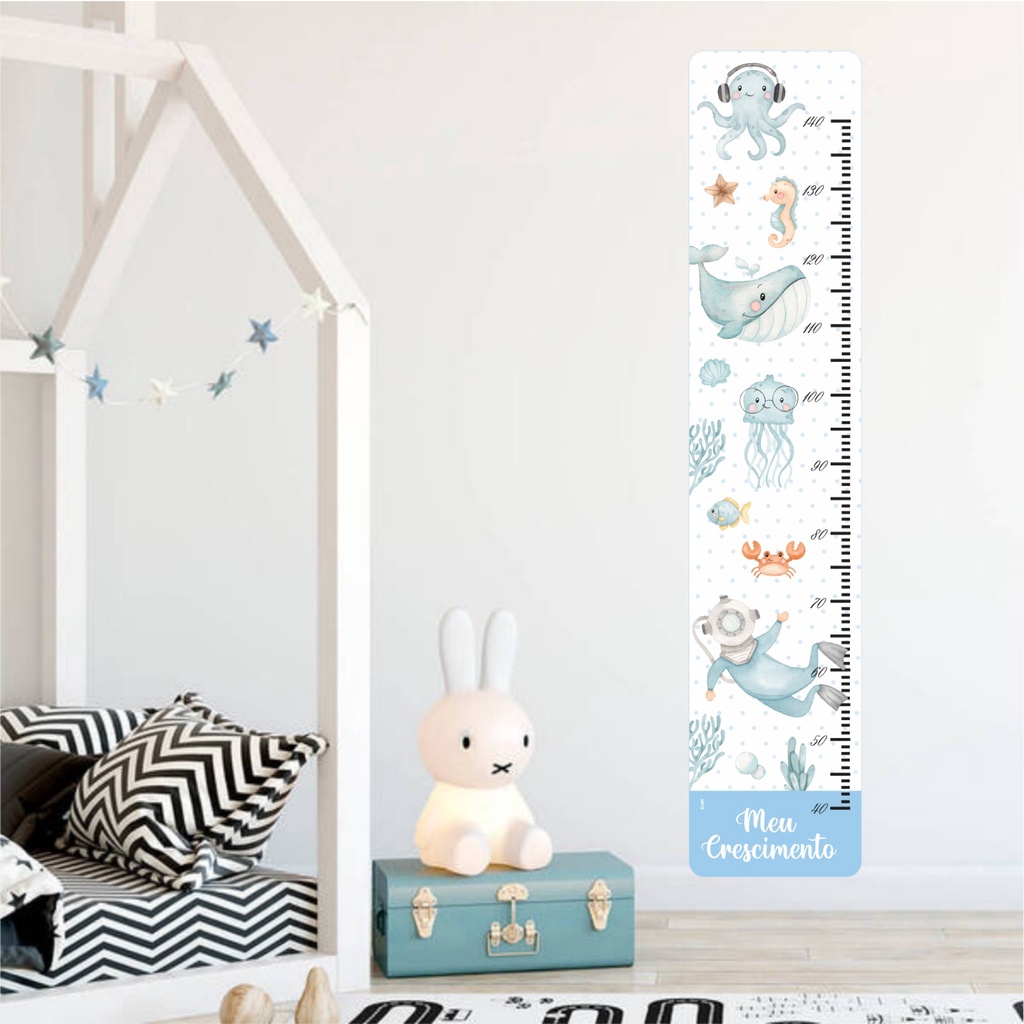 Régua de Crescimento Fundo do Mar - Adesivo de Parede Decoração Quarto de Menino em Oferta na Shopee