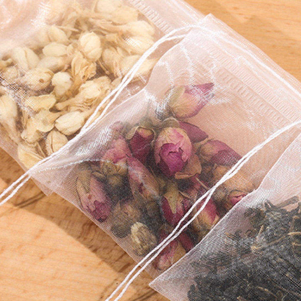 100PCS Sacos De Chá Reutilizáveis Em Nylon Transparente Vazios Soltos Com Filtro Infusor Para Ervas Especiarias Tea