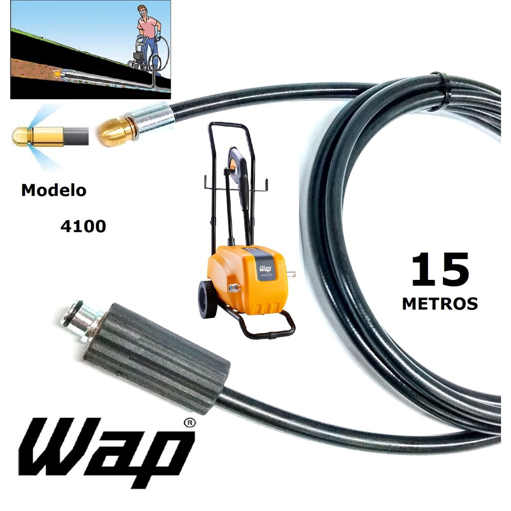 Mangueira desentupidora de tubulação WAP - 15 Metros - Wap 4100