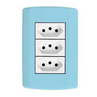 Tomada tripla 10A azul Pluzie Pluzi Modular