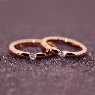 Anel De Aço Titânio Rosa Ouro 18K Casal Coreano Jóias Femininas