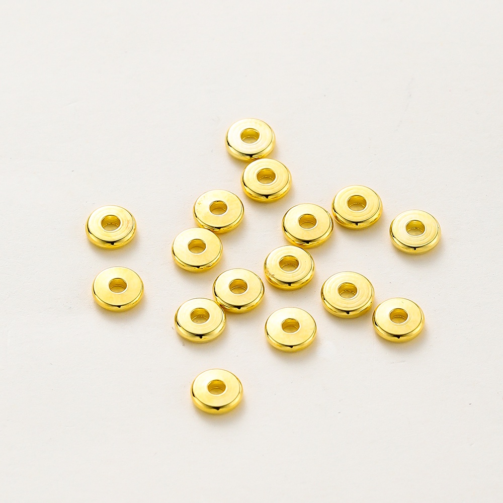 ST.kunkka30pcs 3-6mm18K Cor Retenção De Disco De Ouro real Contas Espaçadoras Sem Desbotamento Planas De Cobre São Usadas Na Fabricação De Colares De Pulseiras
