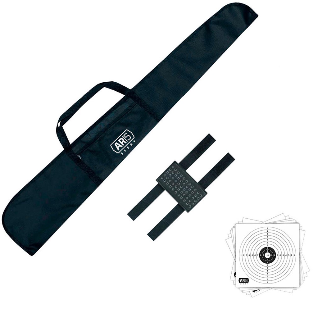 Capa AR15 Sport Proteção Simples 120cm + Porta Chumbinhos AR15 Sport + Alvos de Papel 14x14 AR15 Sport em Oferta na Shopee