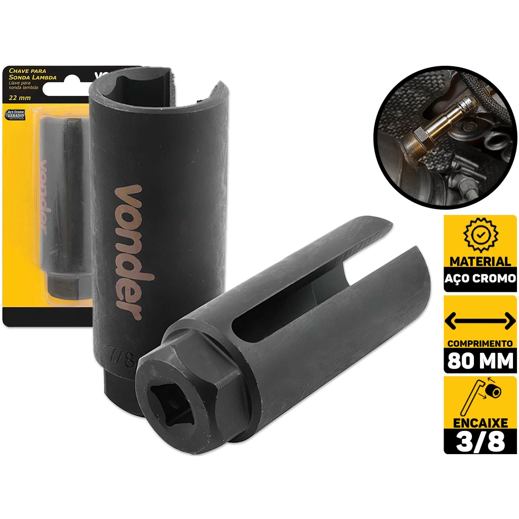 Chave Para Sonda Lambda 22mm Vonder Aço Cromo Vanadiun 6510022120 em Oferta na Shopee