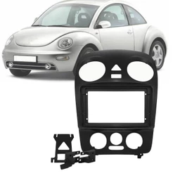 Moldura Painel 2 Din 9" Polegadas New Beetle 2004 até 2010 Preto