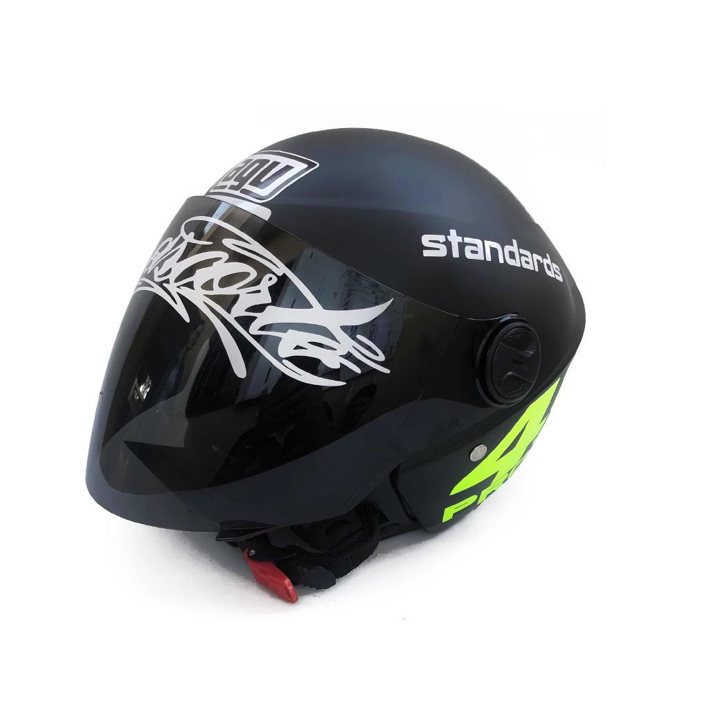 Capacete Liberty New 3 Preto Fosco Personalizado Adesivado Project 46 Vr Viseira Fumê Osascorte