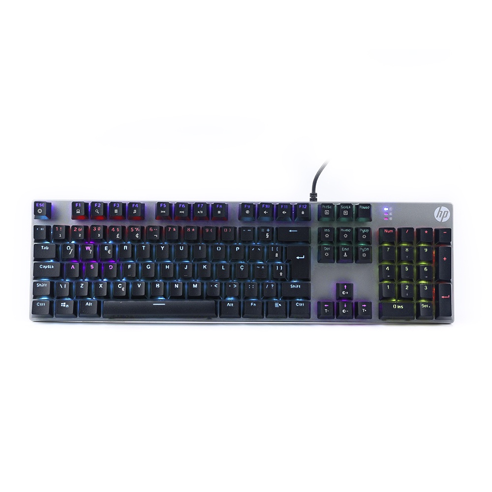 Teclado Gamer Usb Hp GK400F Led Chumbo Com Membrana RGB