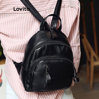 Lovito Mochila de Alta Capacidade com Zíper para Mulheres LNA09171 (Preto)