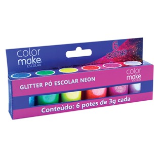 Glitter escolar neon com 6 cores 7006 Colormake