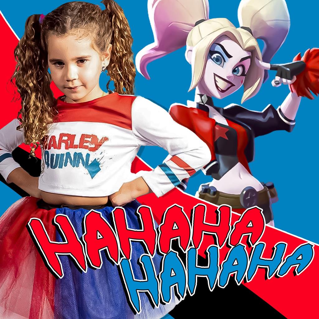 Fantasia Menina Roupa Infantil Arlequina Dm Comics - Super Magia