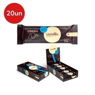 Kit com 20un Chocolate Laciella Tablete Zero Açucar e Zero Lactose 70% Cacau 20g