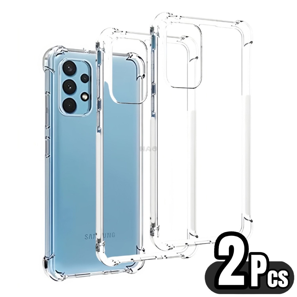 Kit 2 Capa Capinha Transparente Anti Impacto TPU Case Para Samsung Galaxy A01 A11 A10 A20 A30 A31 A51 A71 A02 A12 A22 A32 4G A52 A72 A70 A80 A50 A21 M02 M10 M11 M12 M22 M32 M52 M62 A13 A23 A33 A53 A73 5G M13 M23 M33 M53 /A03 Core A14 A24 A34 A54 M14 M54