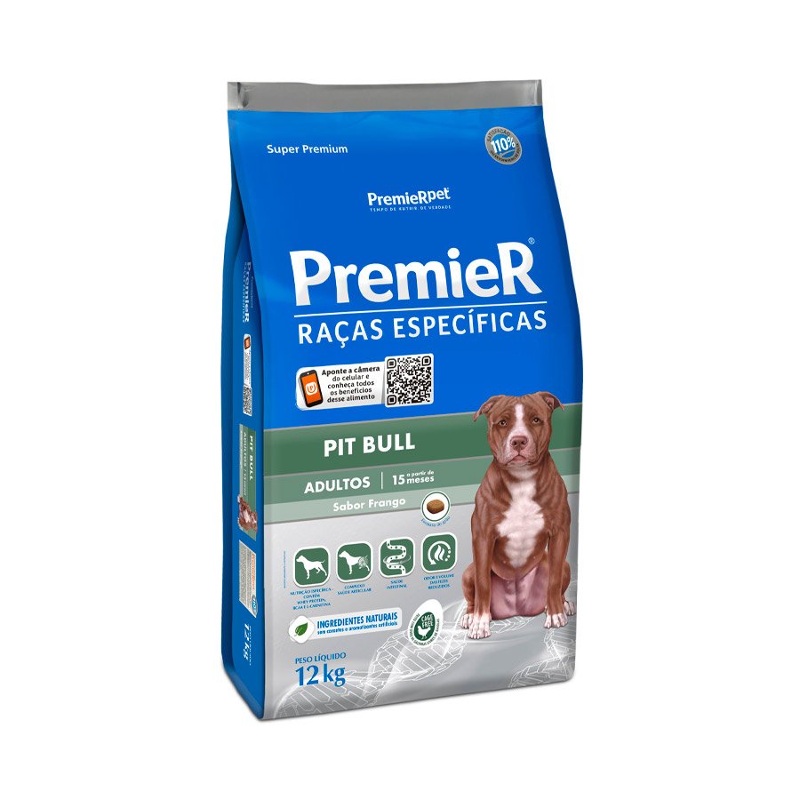 Ração Premier Raças Específicas Pitbull p/ Cães Adultos Sabor Frango 12kg