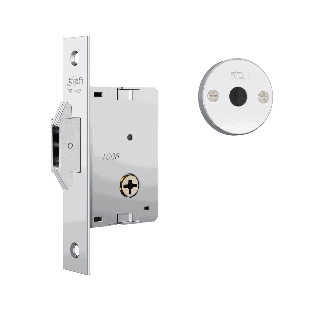 Fechadura Stam 1008 Porta Bater/Correr Tetra Inox Roseta Redonda