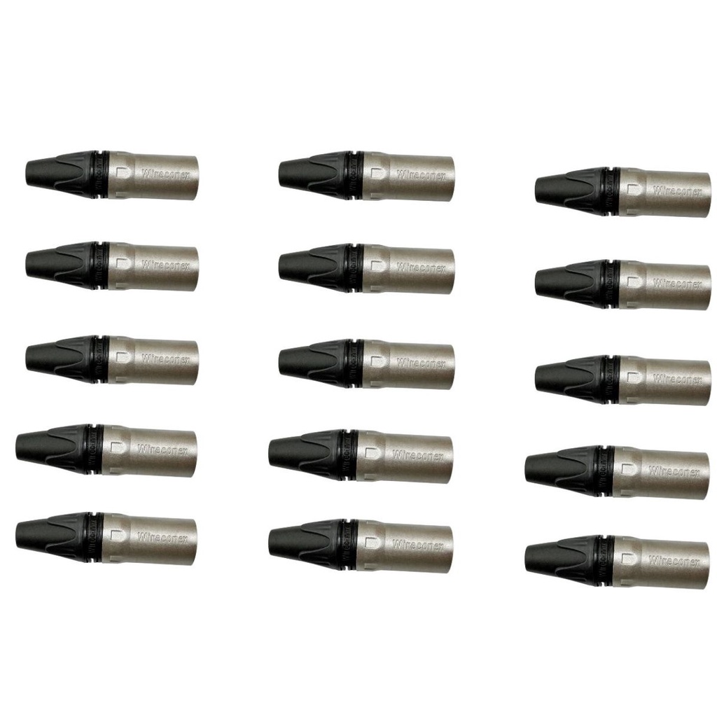 Kit 15 Conectores Linha Xlr Plug Macho 3 Polos Wireconex WC-1013