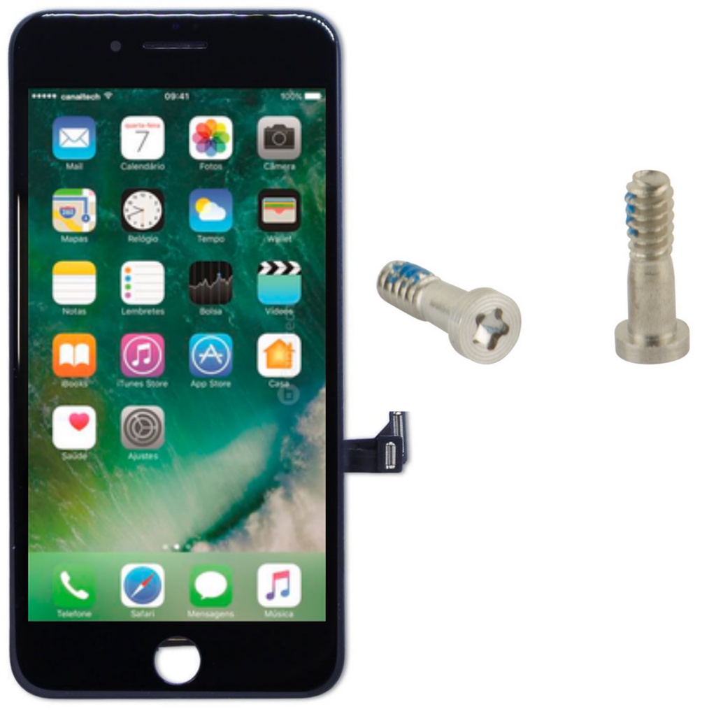 Tela Display Lcd Touch Para iphone 7 Plus Preto + 2 Parafusos Pentalobe