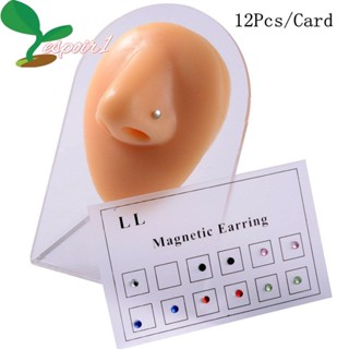 ESPOIR 12pcs/Card Jóias De Brincos Com Ímã Fake Piercings Non Pierced Nose Ring