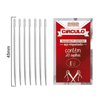 AGULHA PARA COSTURA MANUAL CIRCULO C/20 TAMANHOS