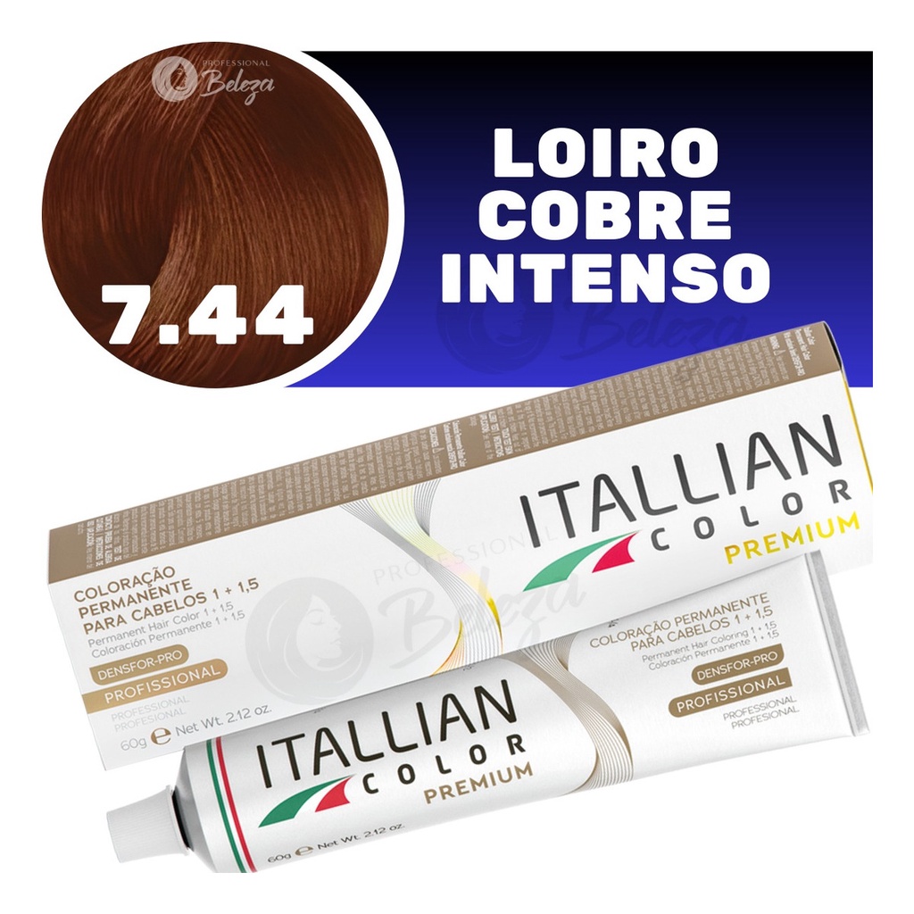 Coloração Itallian Color Louro Cobre Intenso 7.44 60g em Oferta na Shopee