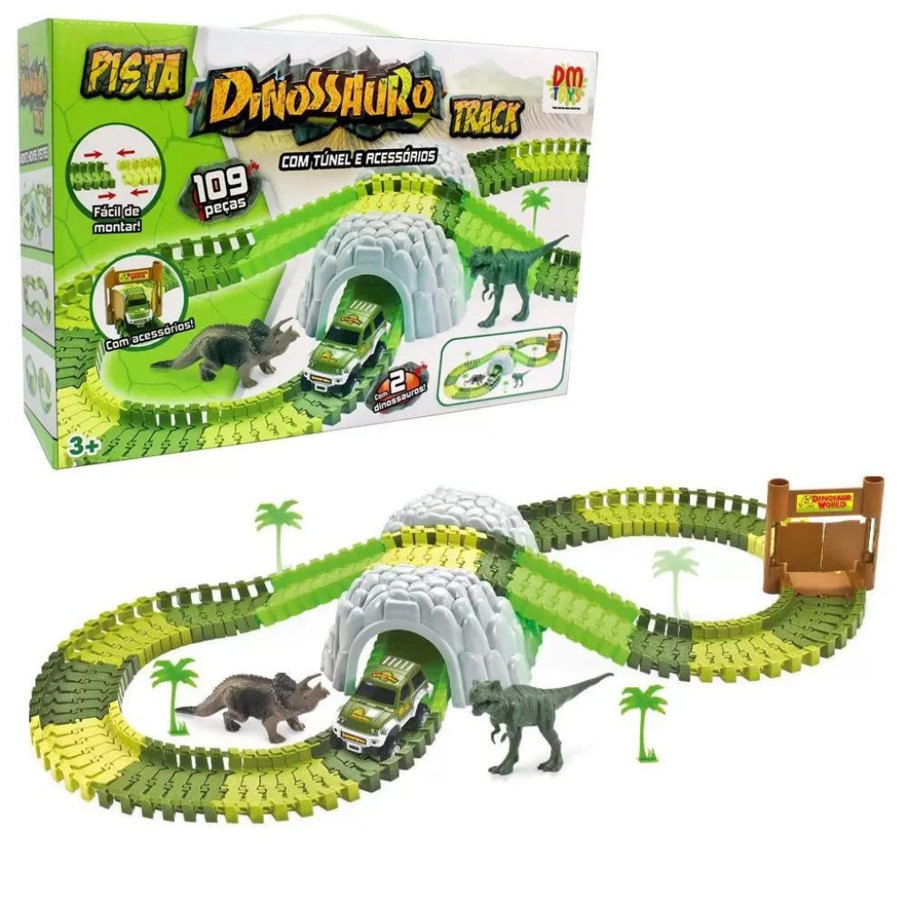 Pista Dinossauro Track Com Túnel E Acessórios Dmt6130 Dmtoys - Mom & Baby