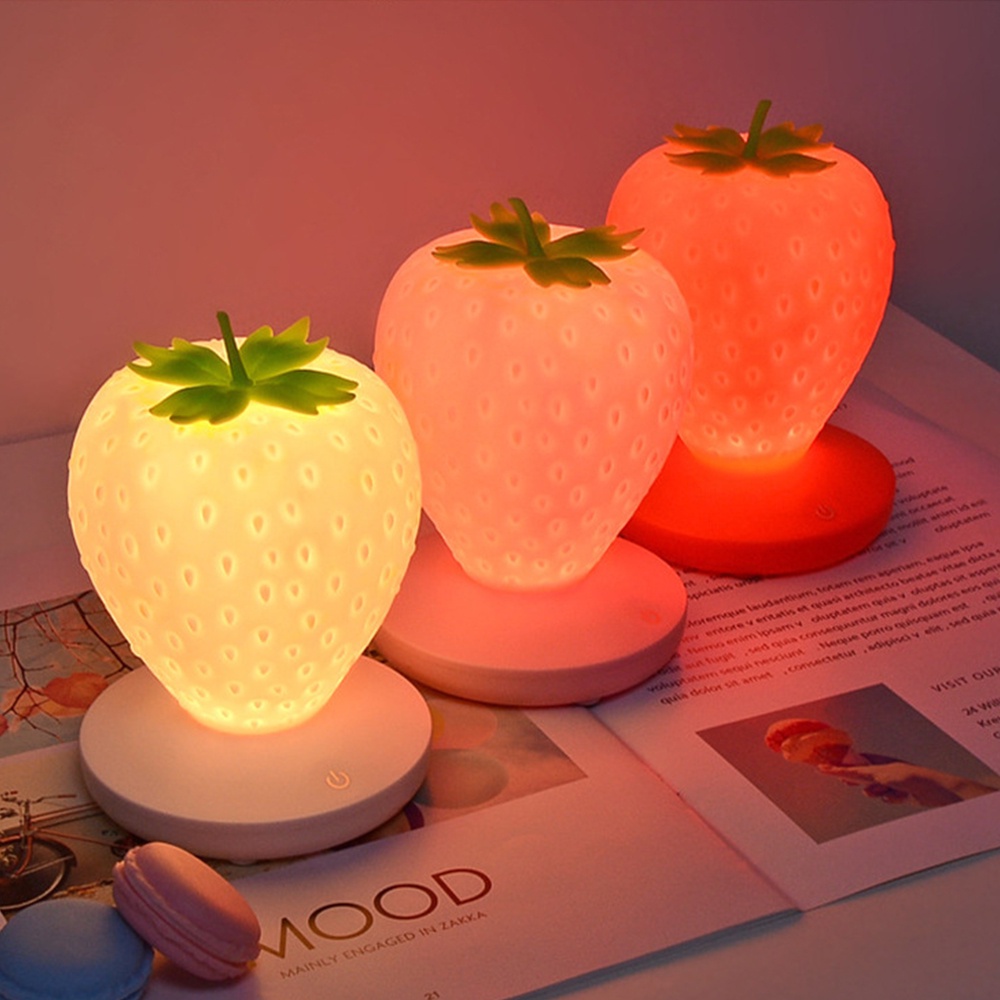 Home Luz De Presença Strawberry USB Recarregável Decorativa De Cabeceira LED Mesa De Prote...