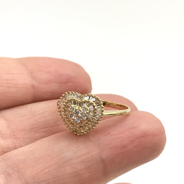 Anel Pizza 11mm Coraçao Amarelo Ouro 18k Diamante Brilhante Riviera Pave