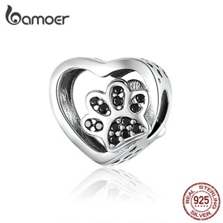 Bamoer 925 Silver Heart Shape Pet Claw Charm SCC1191