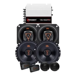 Kit 2 Vias 6 JBL 62VMS80 160W + Par Alto Falantes 4 Triaxiais JBL 4TRMS80 160W + Módulo TS400x4