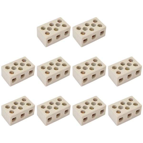 Conector de Porcelana 16mm 3 Polos 50A - 600V 10 Peças Thompson