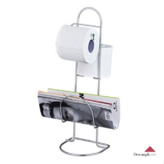 Porta Papel Higienico de Chão com Revisteiro Suporte para 2 Rolos Cromado em Oferta na Shopee