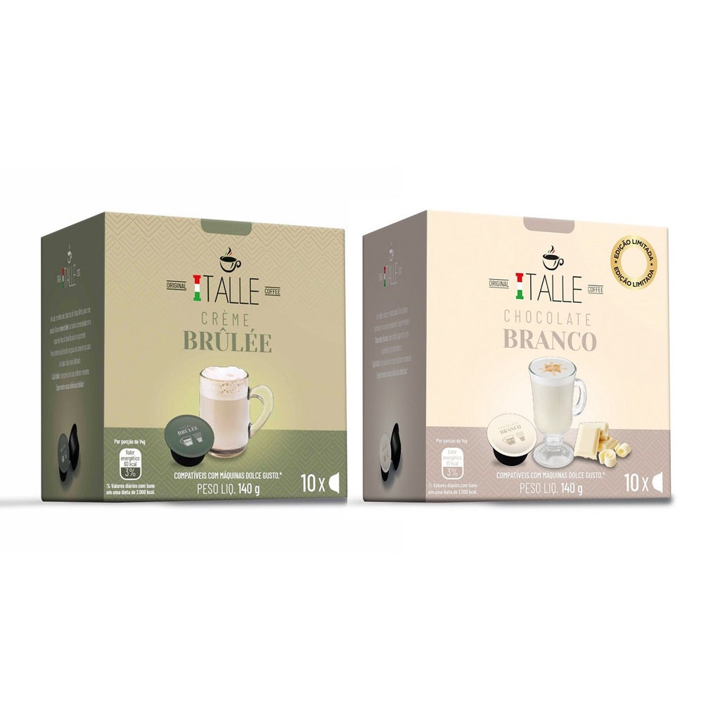 Capsulas Dolce Gusto Cafe Italle Chocolate Branco Creme Brulee 20und em Oferta na Shopee