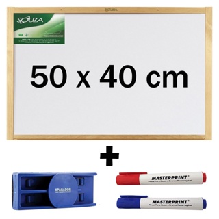 Lousa Quadro Branco 50 X 40 Cm Mold. Madeira Souza + Apagador + 2 marcadores p/ quadro branco em Oferta na Shopee